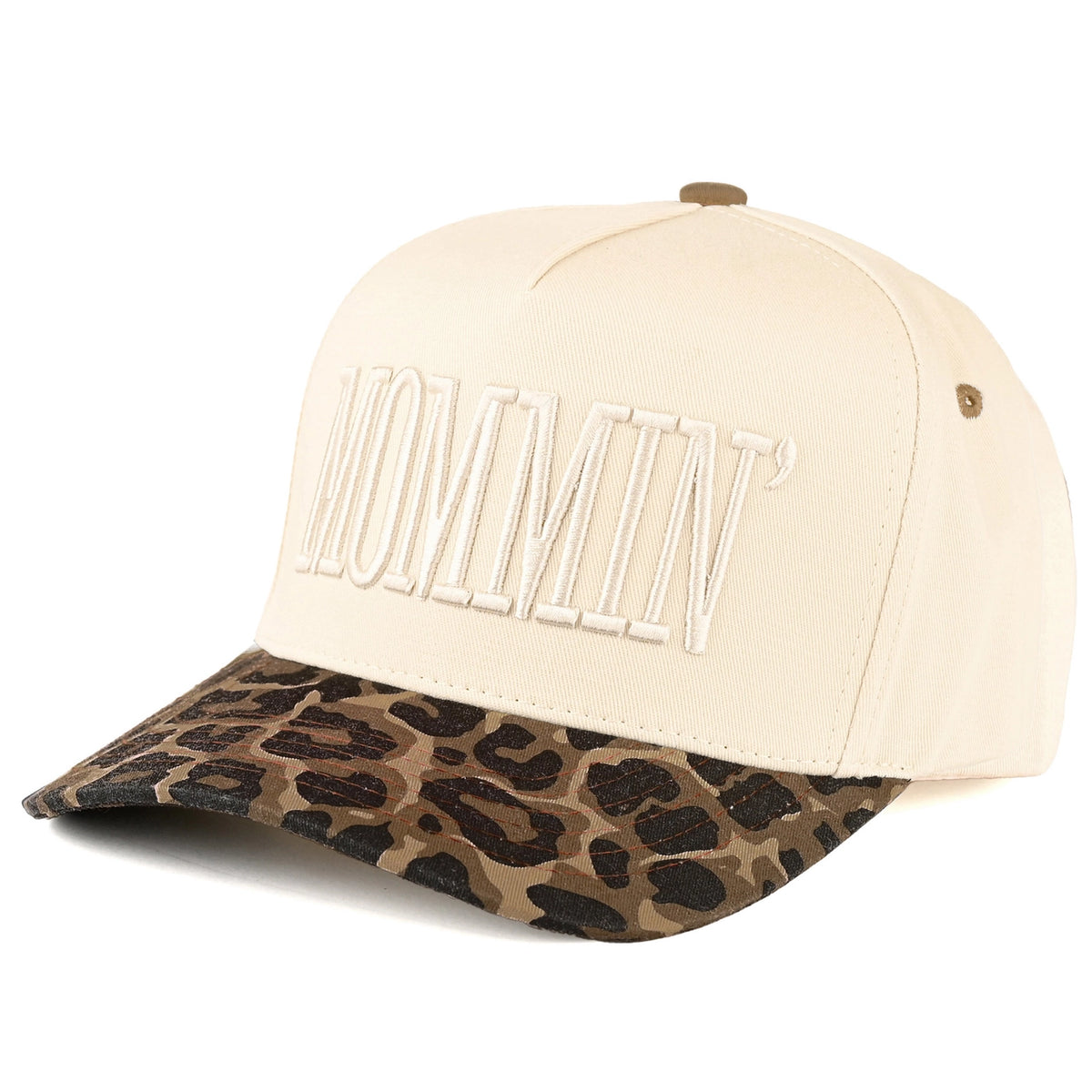 Mommin Letter Two Tone Leopard Trucker Cap