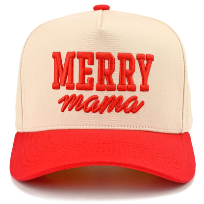 Merry Mama Letter Embroidered Two Tone Trucker Cap