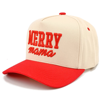 Merry Mama Letter Embroidered Two Tone Trucker Cap