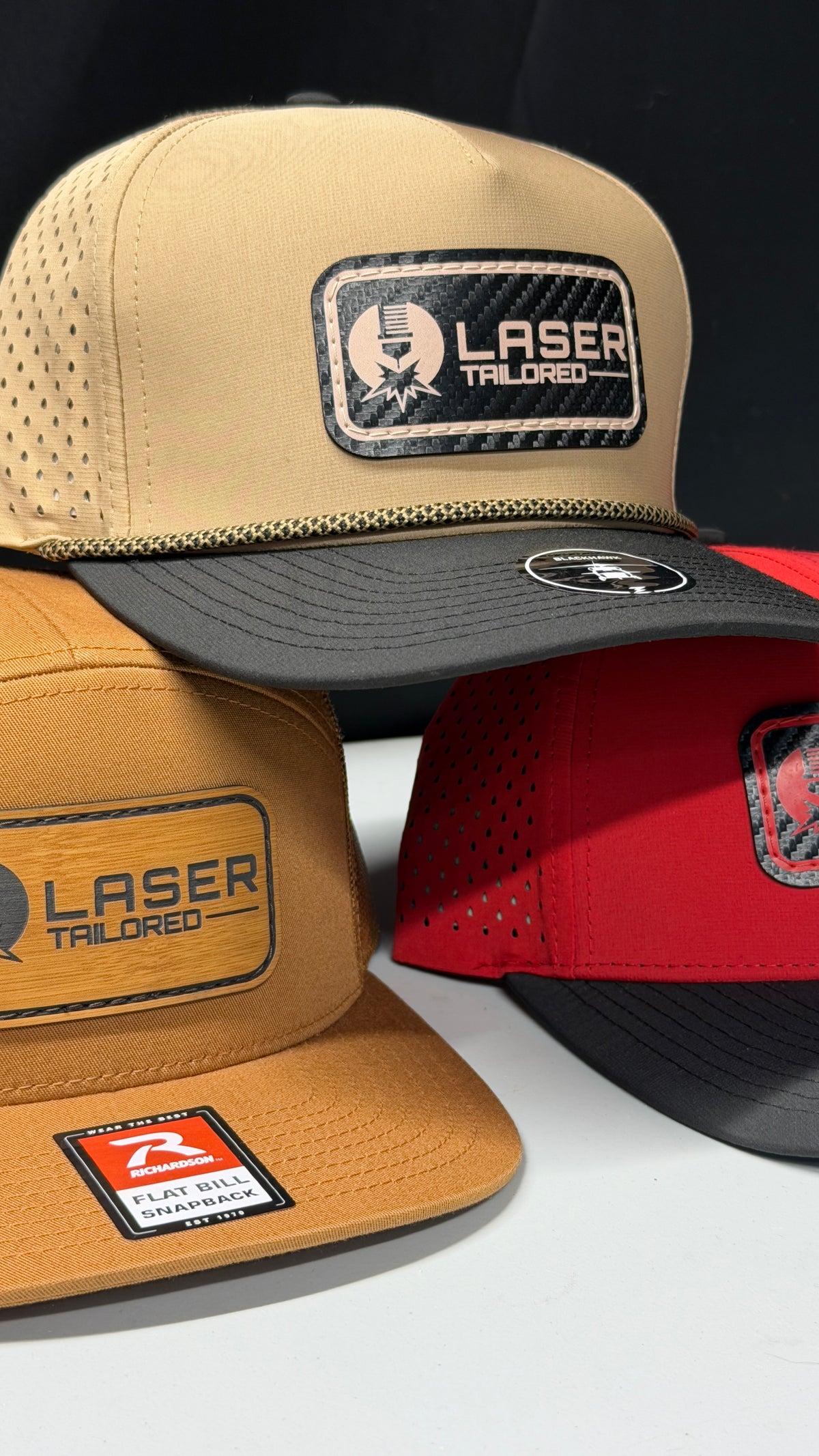 three_hats_stacked_on_top_laser_engraved_patch